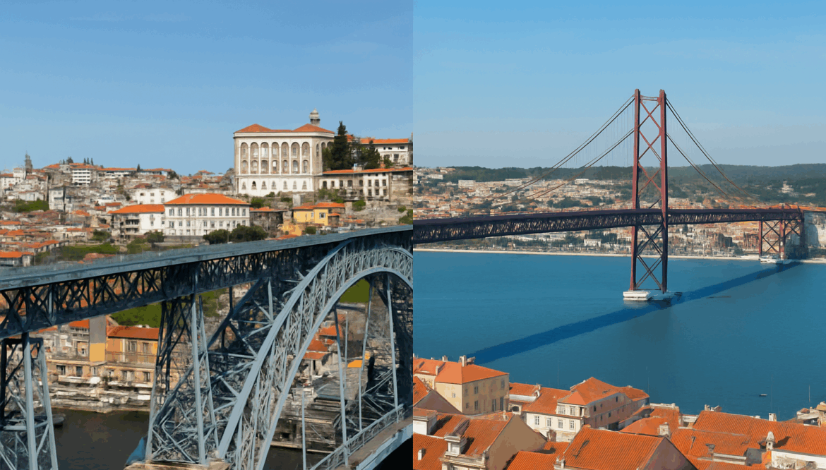 Lisboa-Porto or Porto-Lisboa (with stop in Nazaré+Óbidos or Coimbra+Tomar)