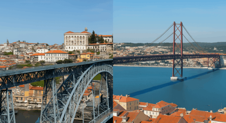 Lisboa-Porto or Porto-Lisboa (with stop in Nazaré+Óbidos or Coimbra+Tomar)